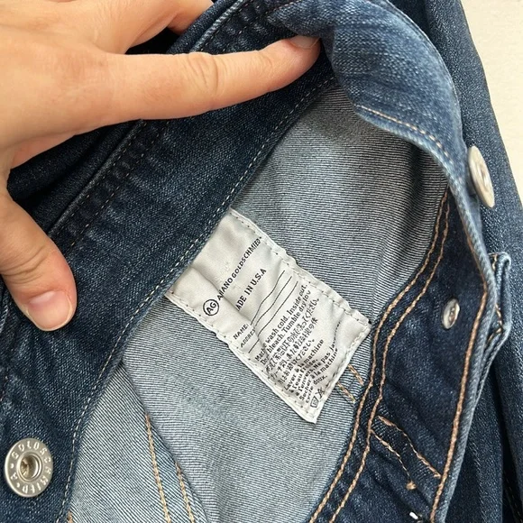 AG Mya Classic Fit Button Down Jean Denim Jacket in Easy Street Dark Wash size M - Picture 10 of 13